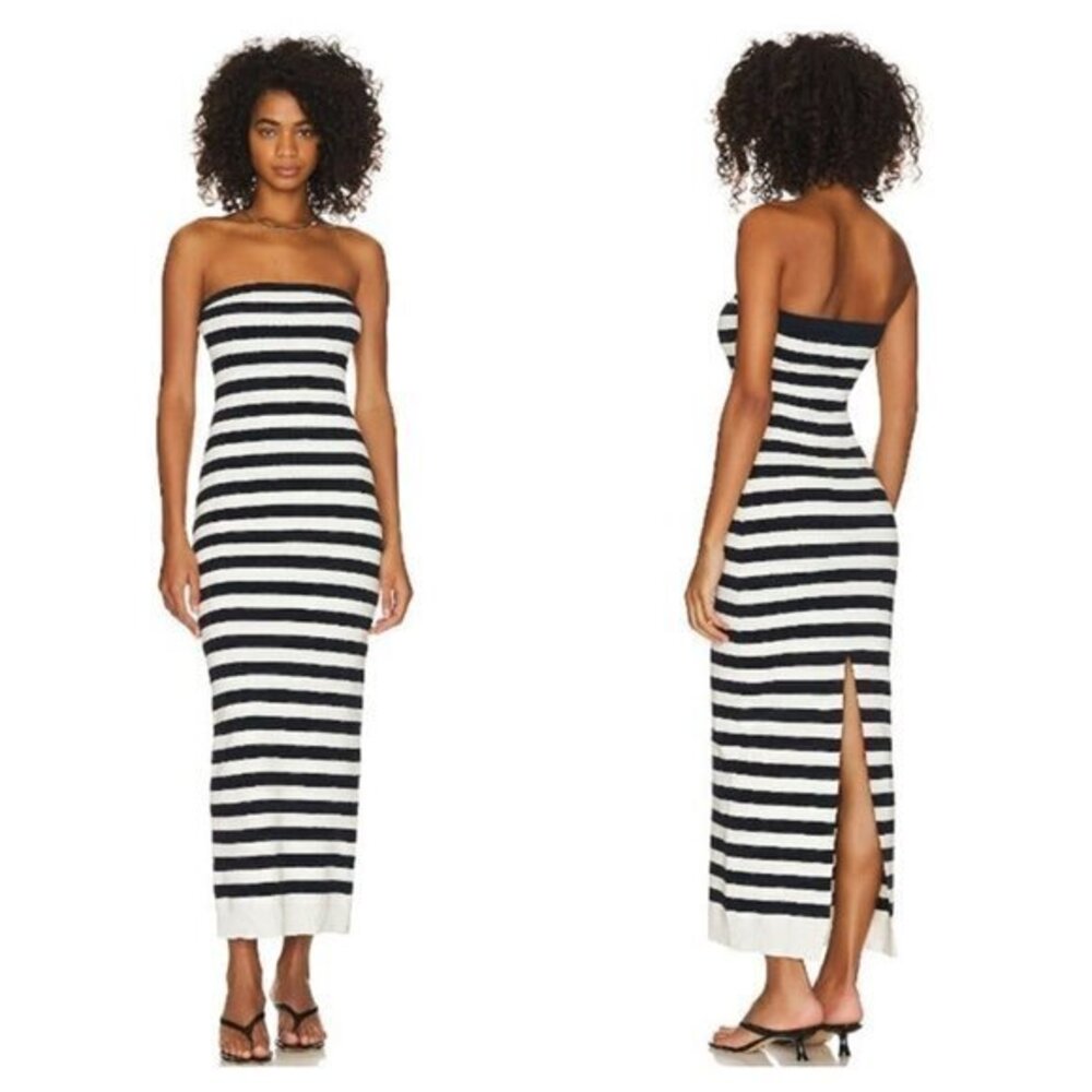 GRLFRND Paricia Striped Tube Maxi Dress - Ivory & Navy